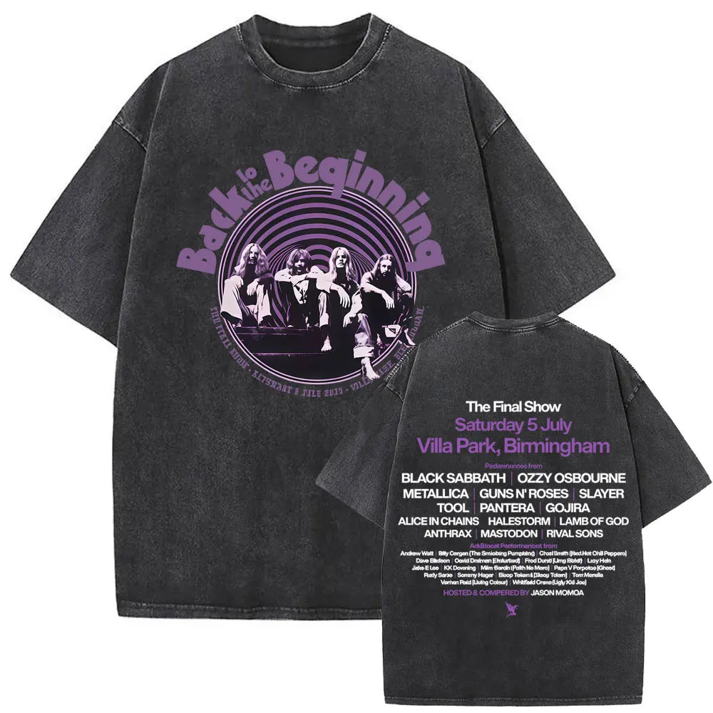 Short Sleeved Round Neck Y2k Tshirt Men Clothing New in Top & Tees Mens T-Shirt Heavy Metal Rock Band Black Sabbath Tour Washed