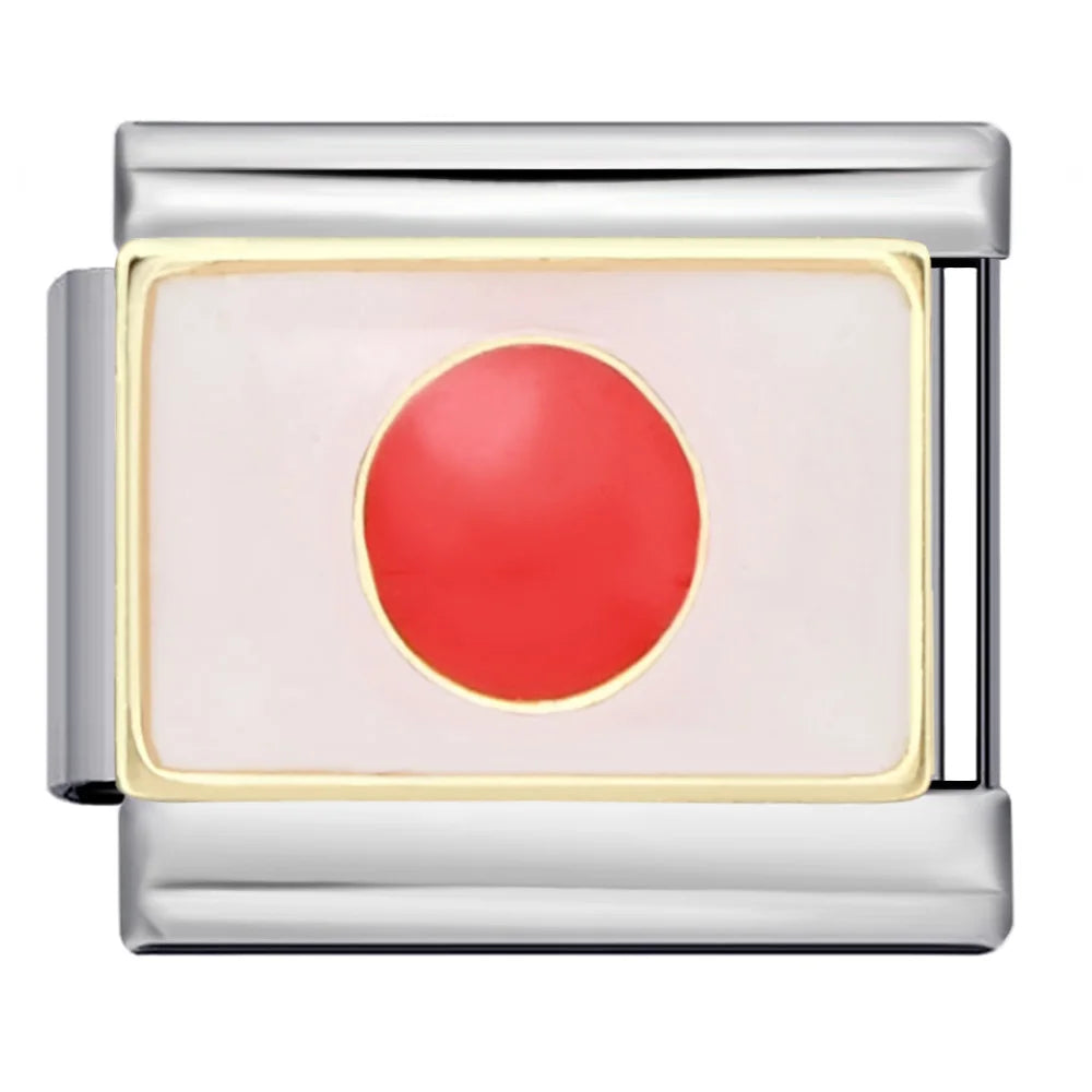 2025 New World National Flag Enamel Italian Charm Bead Fit 9mm Stianless Steel Italian Bracelet Link Hand Chain DIY Jewelry Gift