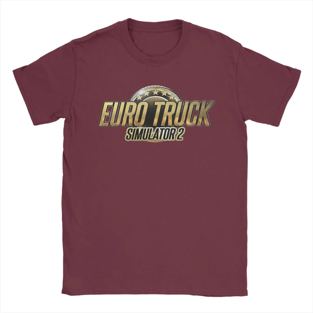 Game Euro Truck Simulator 2 Men T Shirts  Leisure Tees Short Sleeve Round Collar T-Shirts Cotton Summer Tops