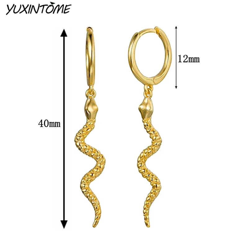 925 Sterling Silver Needle Premium Snake 18K Gold Earrings Vintage Hoop Earrings for Women Fashion Accessories Luxury Jewelry